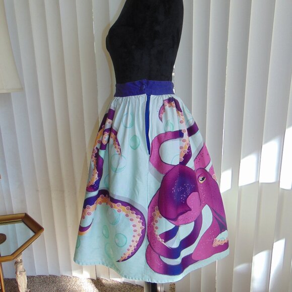 RARE Unique Vintage Purple Octopus Bubble Swing Skirt - Pinup Rockabilly Punk XL - Picture 7 of 12